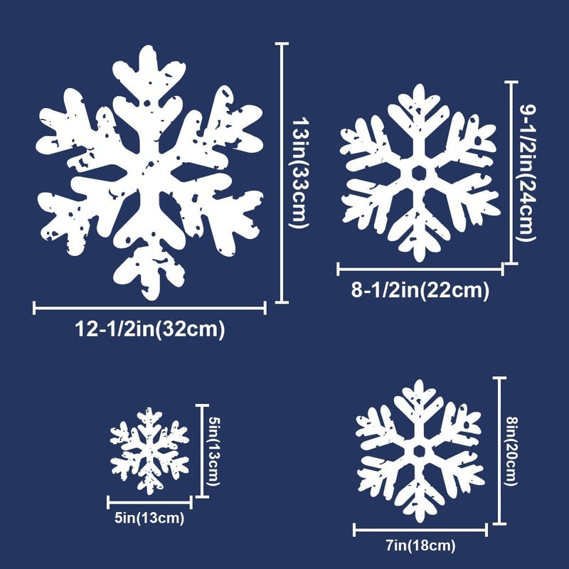 Ivenf Christmas Decorations Indoor Decor: 8 Sheets Extra Large White Snowflake Christmas Window Clings, Farmhouse Rustic Xmas Snowflake Decorations for Kids Home School Office Winter Holiday Party - Image 3